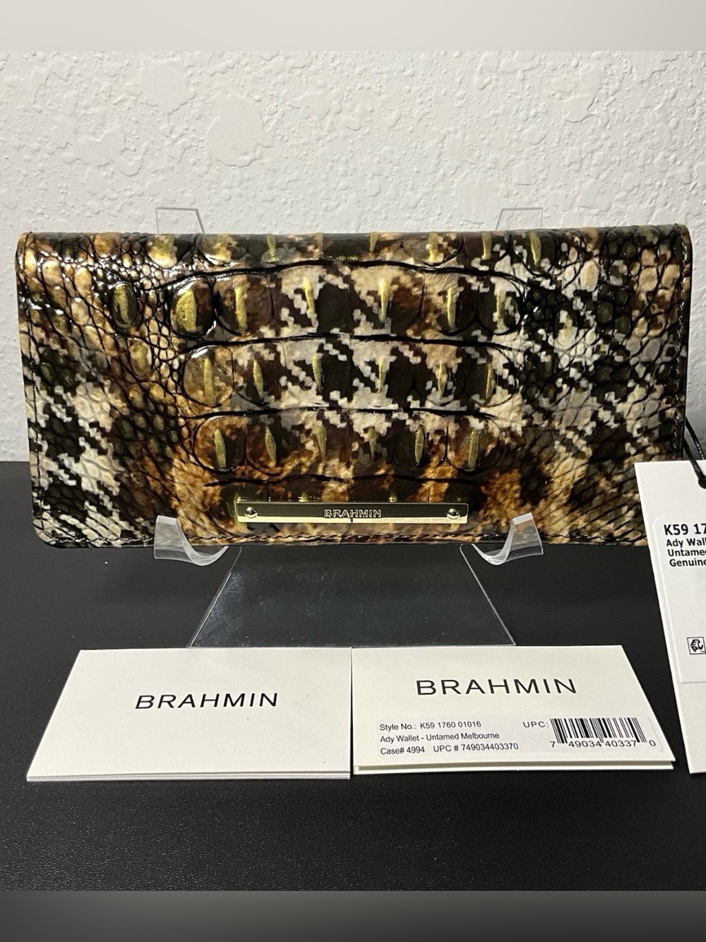 Brahmin Ady Untamed Melbourne Slim Wallet W/Rear Eye NWT